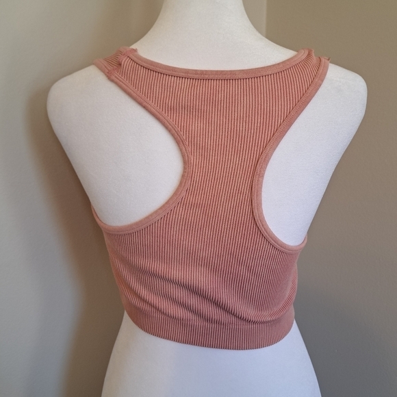 Ribbed High Neck Tank Top Pink Size M - Picture 5 of 5